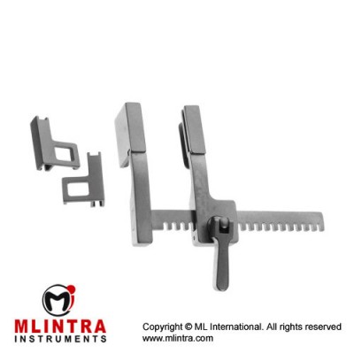 Rib Spreader For Babies - With Two Pairs Lateral Blades Titanium, Size of Lateral Blades 1 - Size of Lateral Blades 2 - Spread 9 x 20 mm - 9 x 10 mm - 52 mm Rib Spreader For Babies - With Two Pairs Lateral Blades Titanium, Size of Lateral Blades 1 - Size of Lateral Blades 2 - Spread 9 x 20 mm - 9 x 10 mm - 52 mm